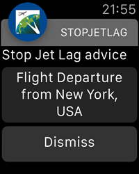 Flight Departure Notification - StopJetLag for Apple Watch